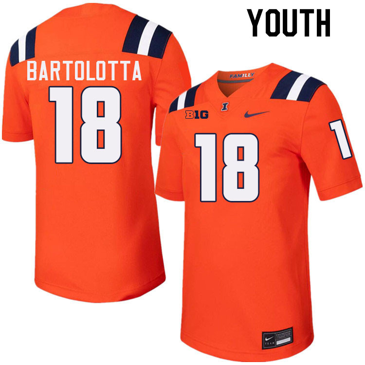 Youth #18 Michael Bartolotta Illinois Fighting Illini College Football Jerseys Stitched-Orange